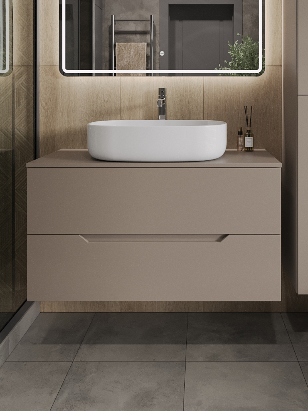 Изображение товара Тумба TOPLINE Li 100.4x71.3x46 см с накладной раковиной