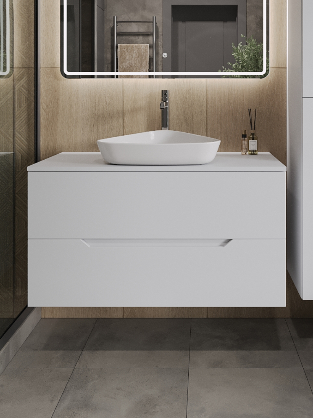 Изображение товара Тумба подвесная TOPLINE FLIPTUS100W 7500W 100 см белая с накладной раковиной