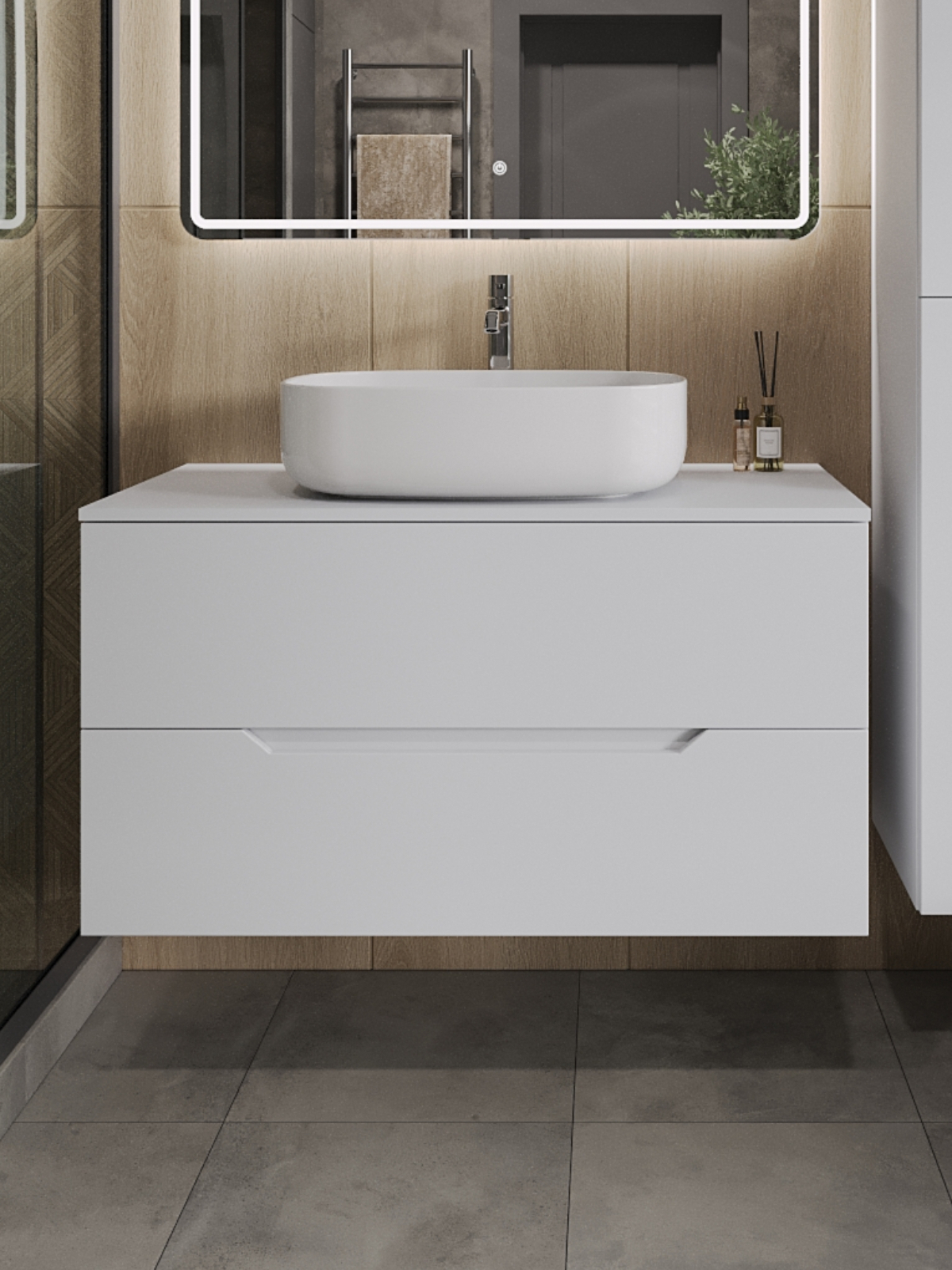 Изображение товара Тумба с раковиной Topline FLIPTUS100W-7540W 100 см белый матовый