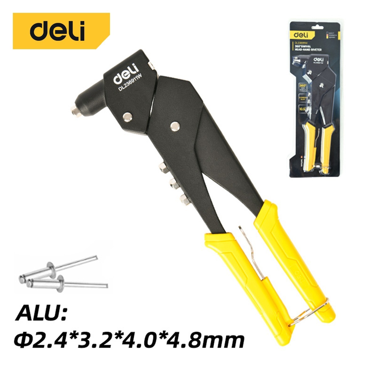 Изображение товара Заклепочник ручной Deli DL236911W 2.4-4.8 мм 280 мм