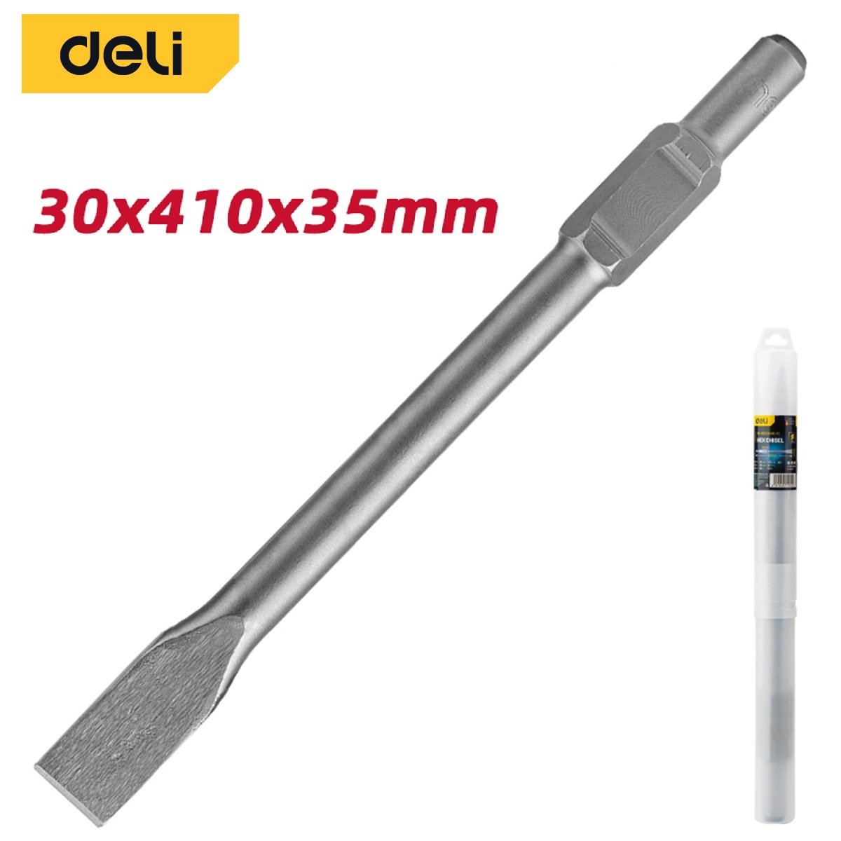 Изображение товара Долото плоское HEX-30 Deli 410 мм