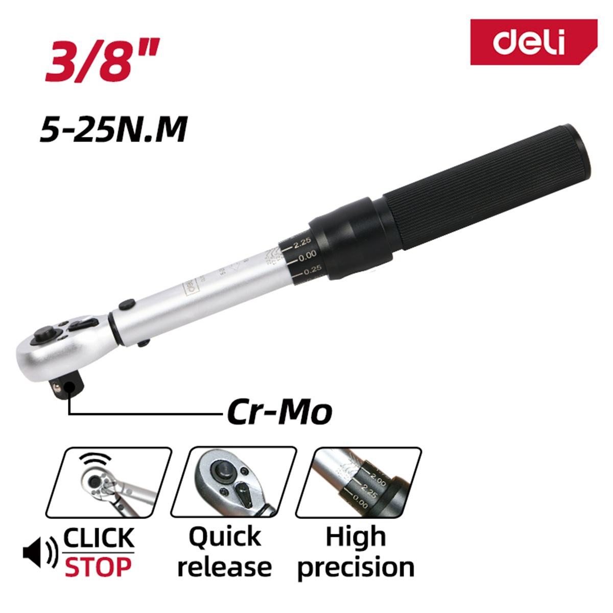 Изображение товара Ключ динамометрический Deli DL170025 3/8 дюйма 5x25 мм