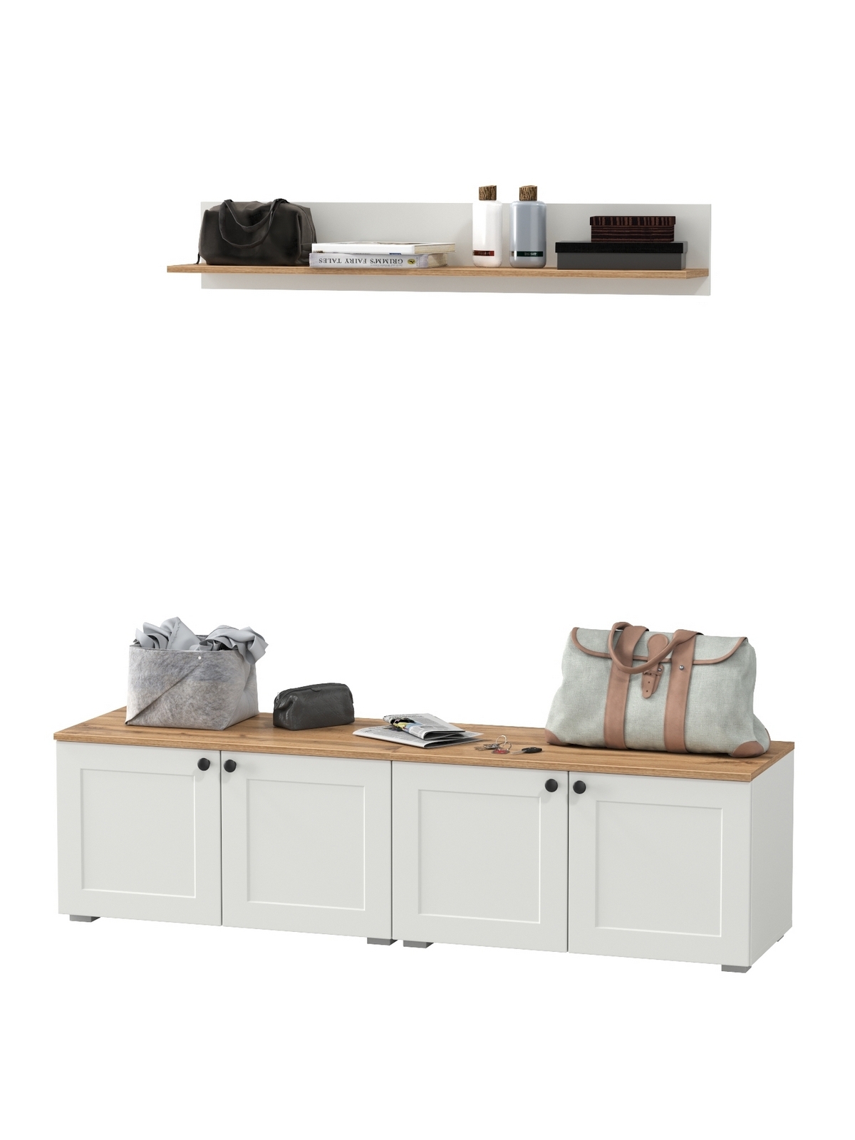 Изображение товара Комплект мебели для прихожей MOBI Остин пр-64 160x160x42 см белый с золотом