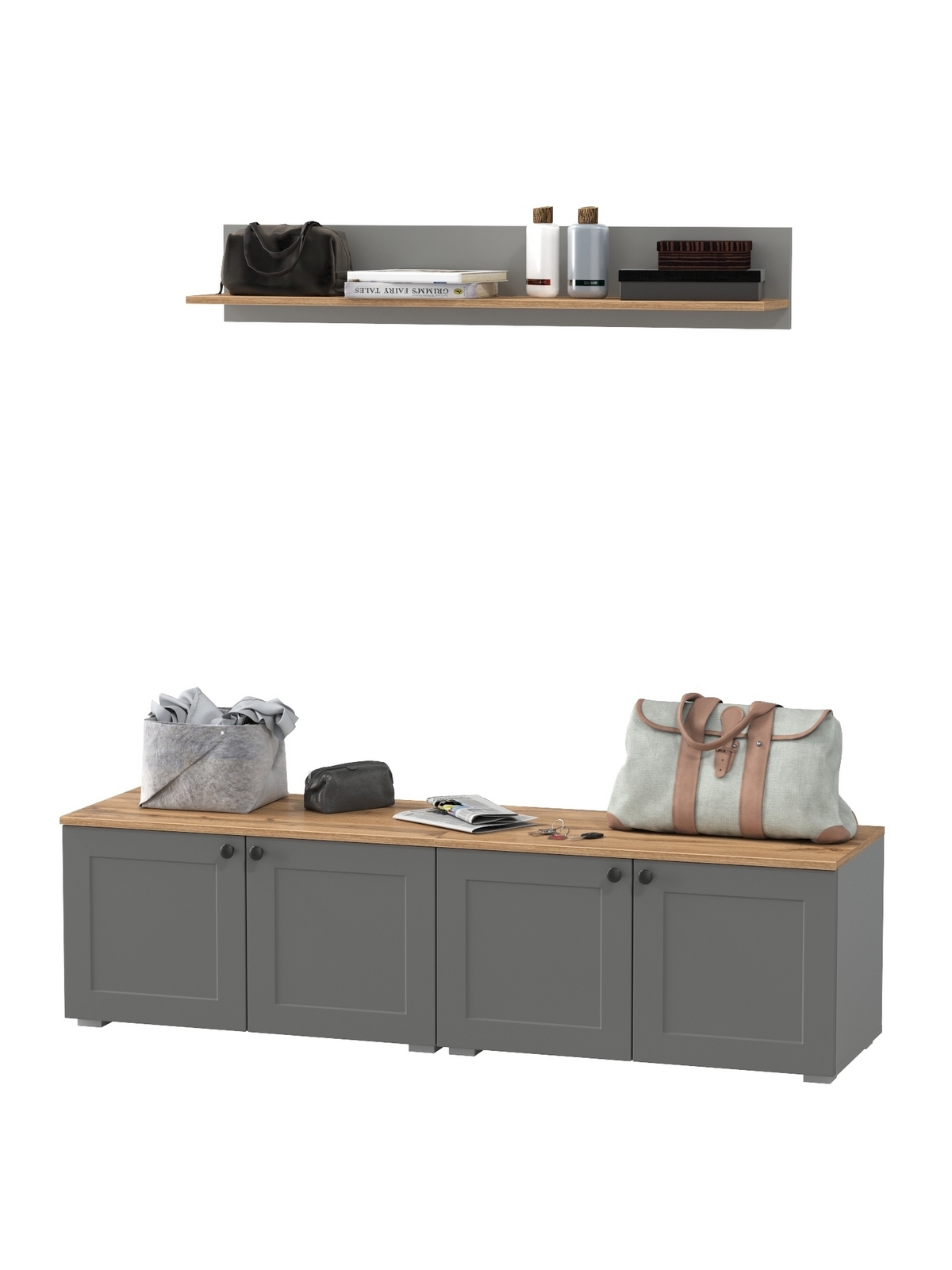 Изображение товара Мебель для прихожей MOBI Остин пр-64 комплект 3 предмета серый графит/дуб крафт