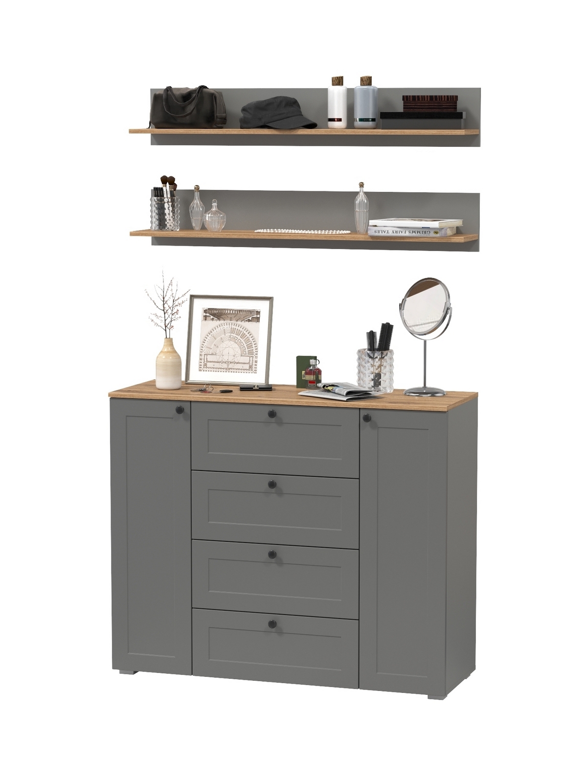 Изображение товара Комплект мебели для прихожей MOBI Остин пр-71 120x180 см серый грабит дуб крафт