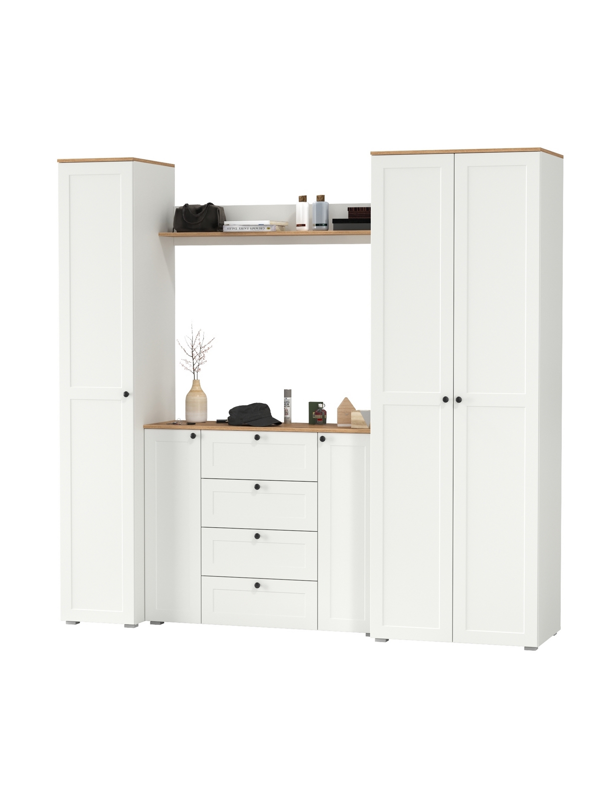 Изображение товара Комплект мебели для прихожей Mobi Остин пр-75 с полками и шкафами белый