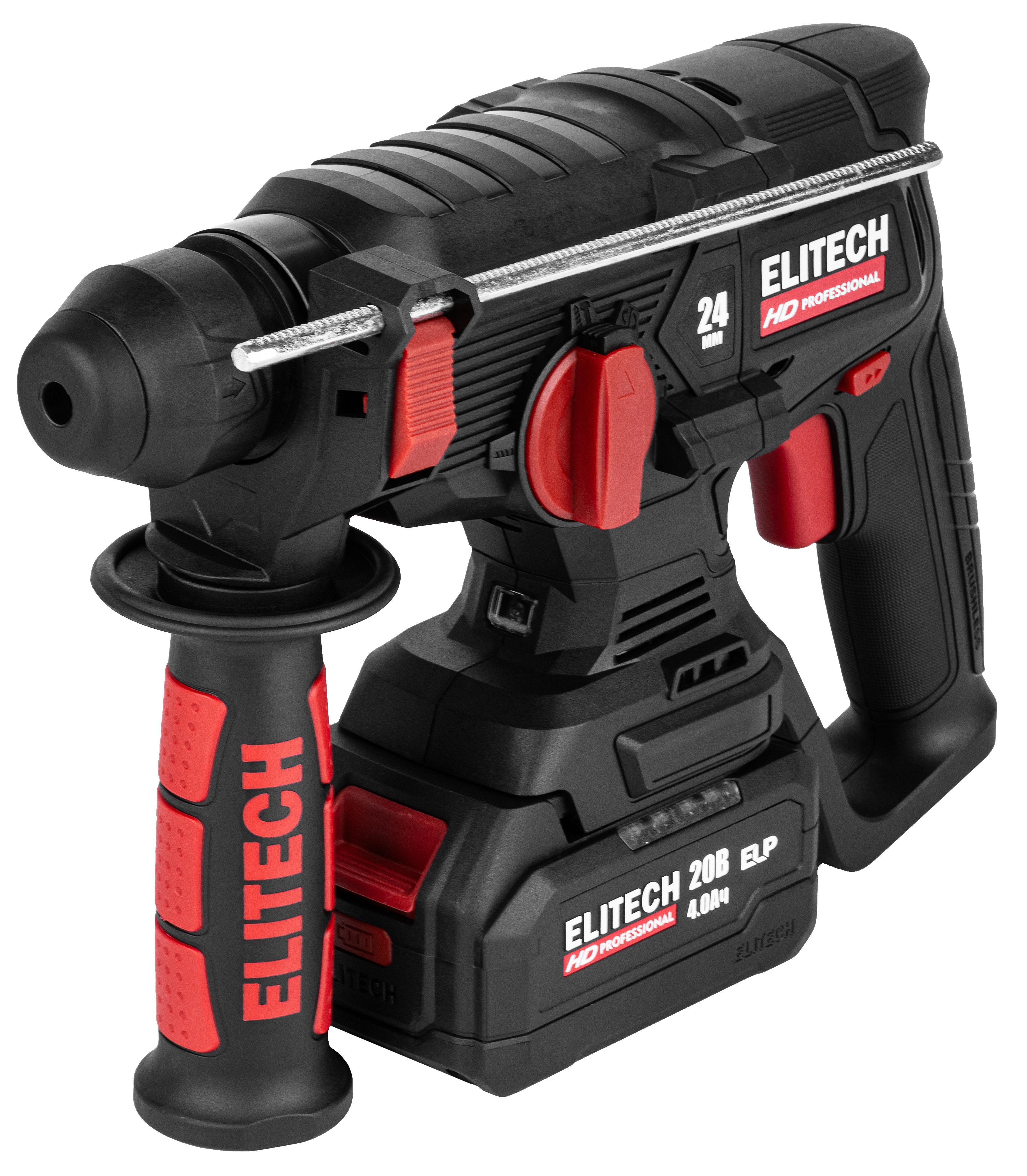 Изображение товара Перфоратор аккумуляторный Elitech HD CRH2024BL с бесщеточным двигателем и Li-Ion аккумулятором