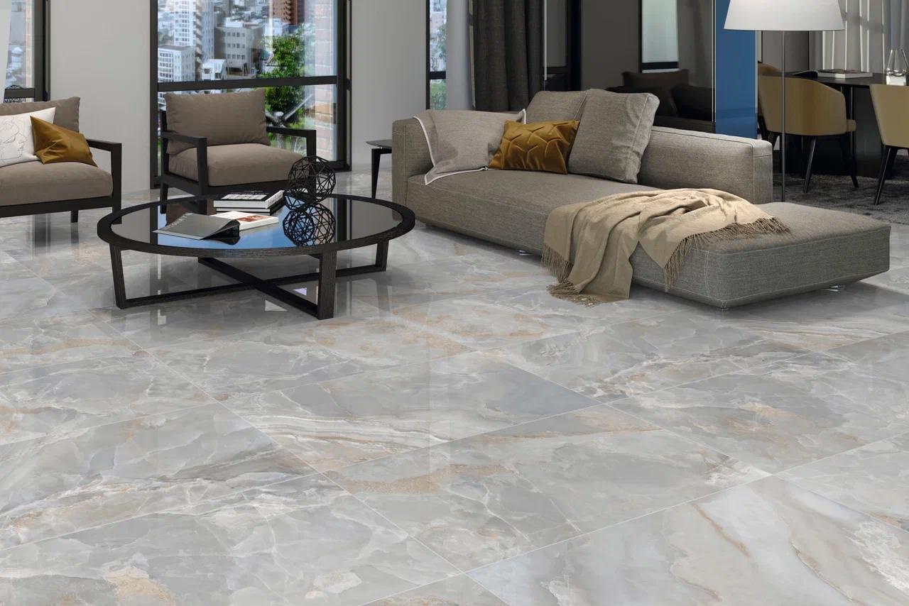 Изображение товара Керамогранит Kerald Onix Astral 60x120 светло-серый глянцевый крупный формат