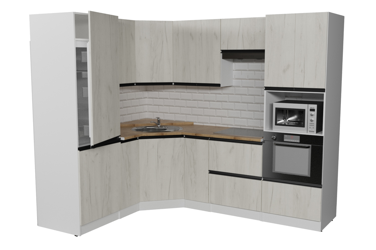 Изображение товара Кухонный гарнитур Оптима/амели Герда Амели оптима 240x214x60 см ЛДСП цвет беленый дуб Изображение товара Кухонный гарнитур Оптима/амели Герда Амели оптима 240x214x60 см ЛДСП цвет беленый дуб