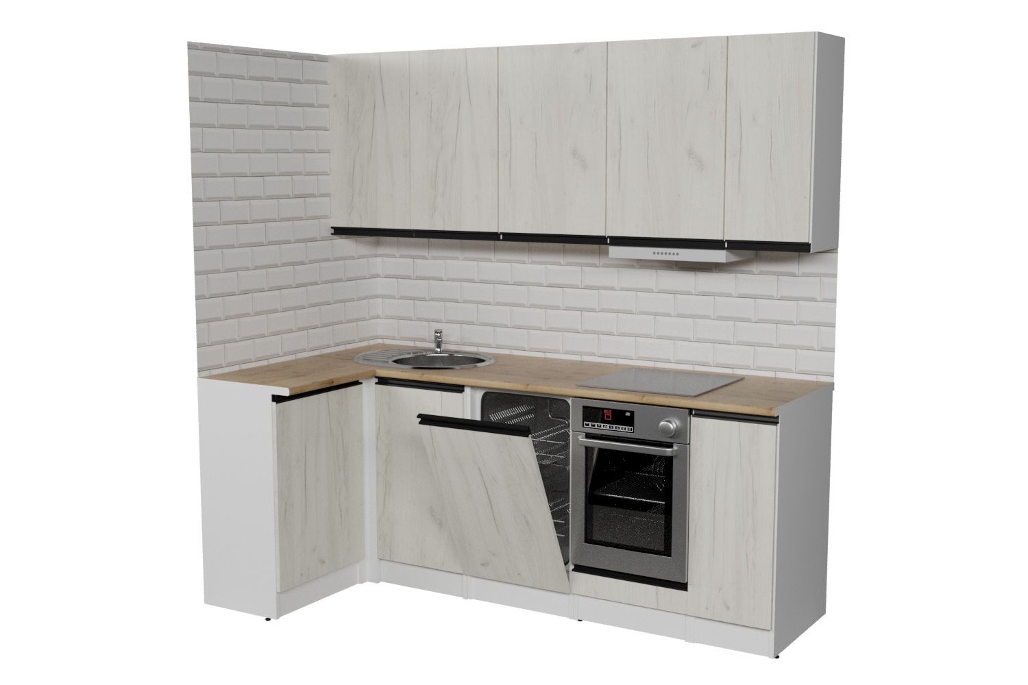 Изображение товара Кухонный гарнитур Прайм/амели Герда Амели прайм_400 200x212x60 см ЛДСП цвет беленый дуб