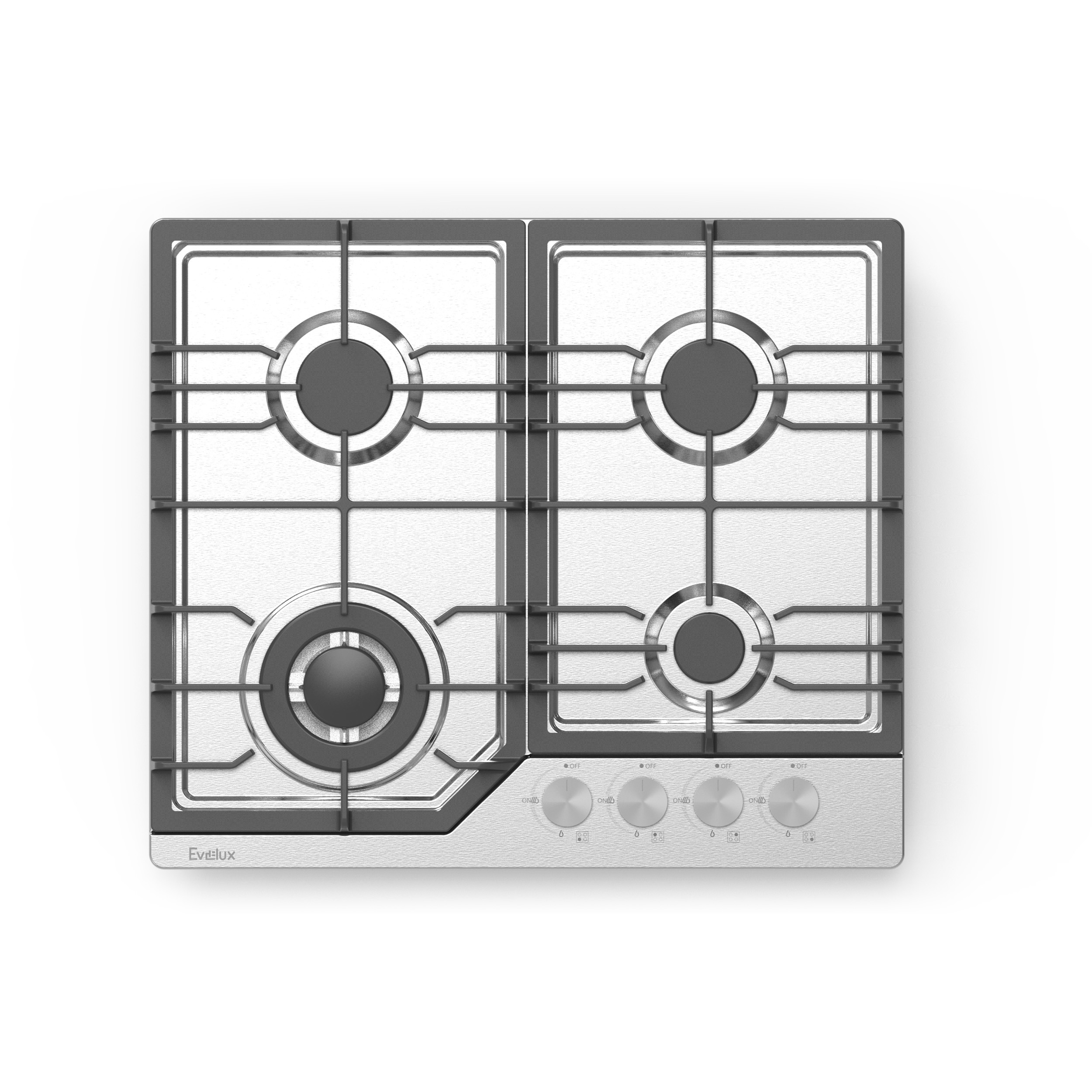 Изображение товара Газовая варочная панель Evelux heg 638 x 58.5 см 4 конфорки цвет серый / серебристый