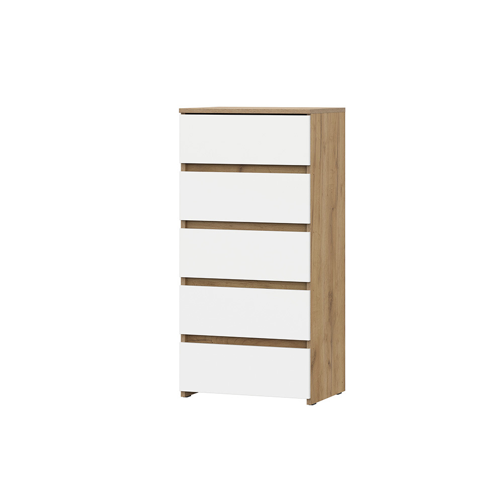 Изображение товара Комод Sv-мебель Нэкст 1 5 ящиков 50.1х37.6х104 см ЛДСП цвет дуб золотистый/белый Изображение товара Комод Sv-мебель Нэкст 1 5 ящиков 50.1х37.6х104 см ЛДСП цвет дуб золотистый/белый