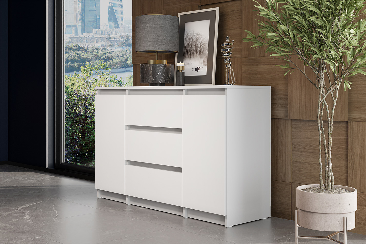 Изображение товара Комод Sv-мебель Денвер 3 ящика 120.1х39х75.4 см ЛДСП цвет белый