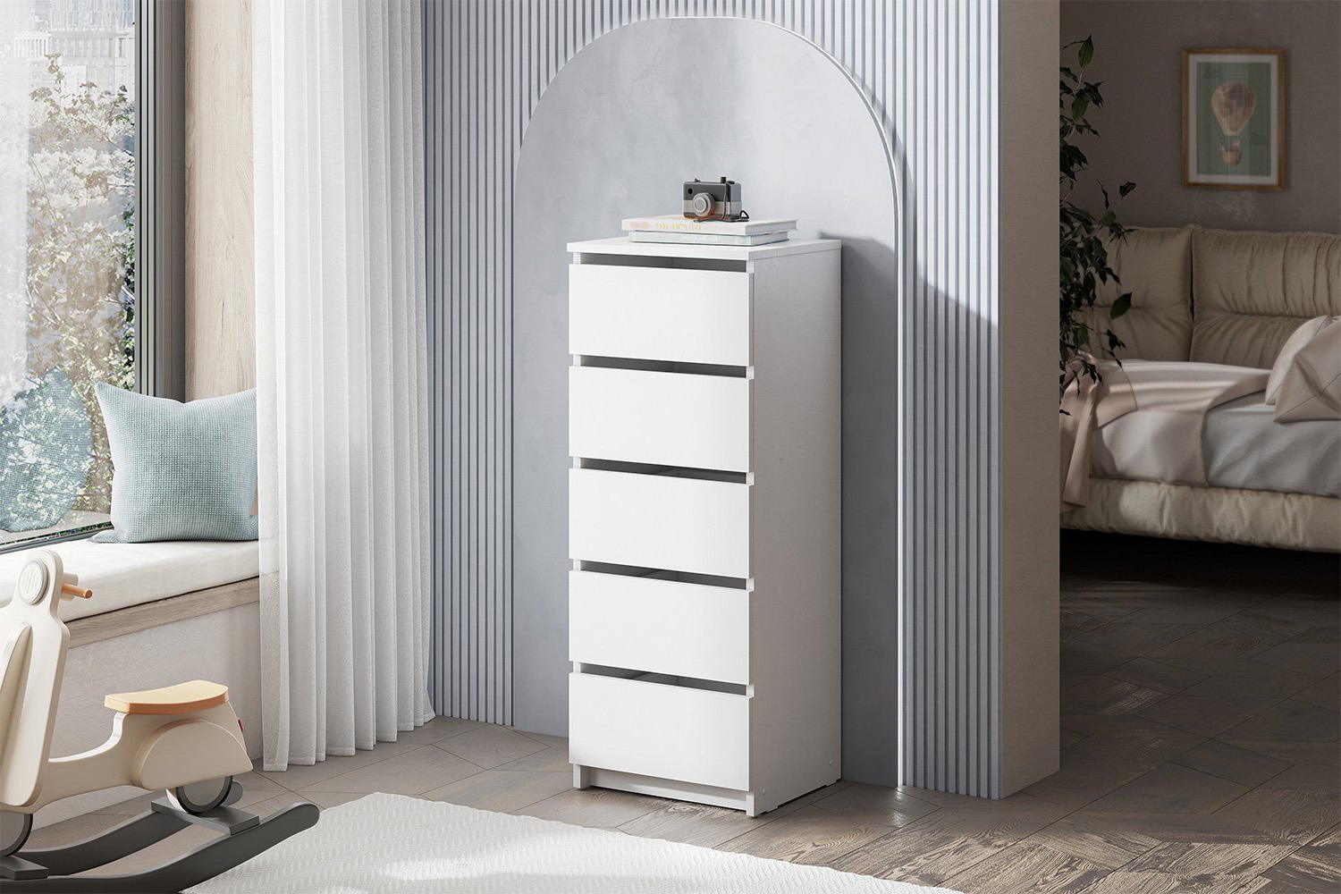 Изображение товара Комод Sv-мебель КМ 3 5 ящиков 40х35х103.5 см ЛДСП цвет белый