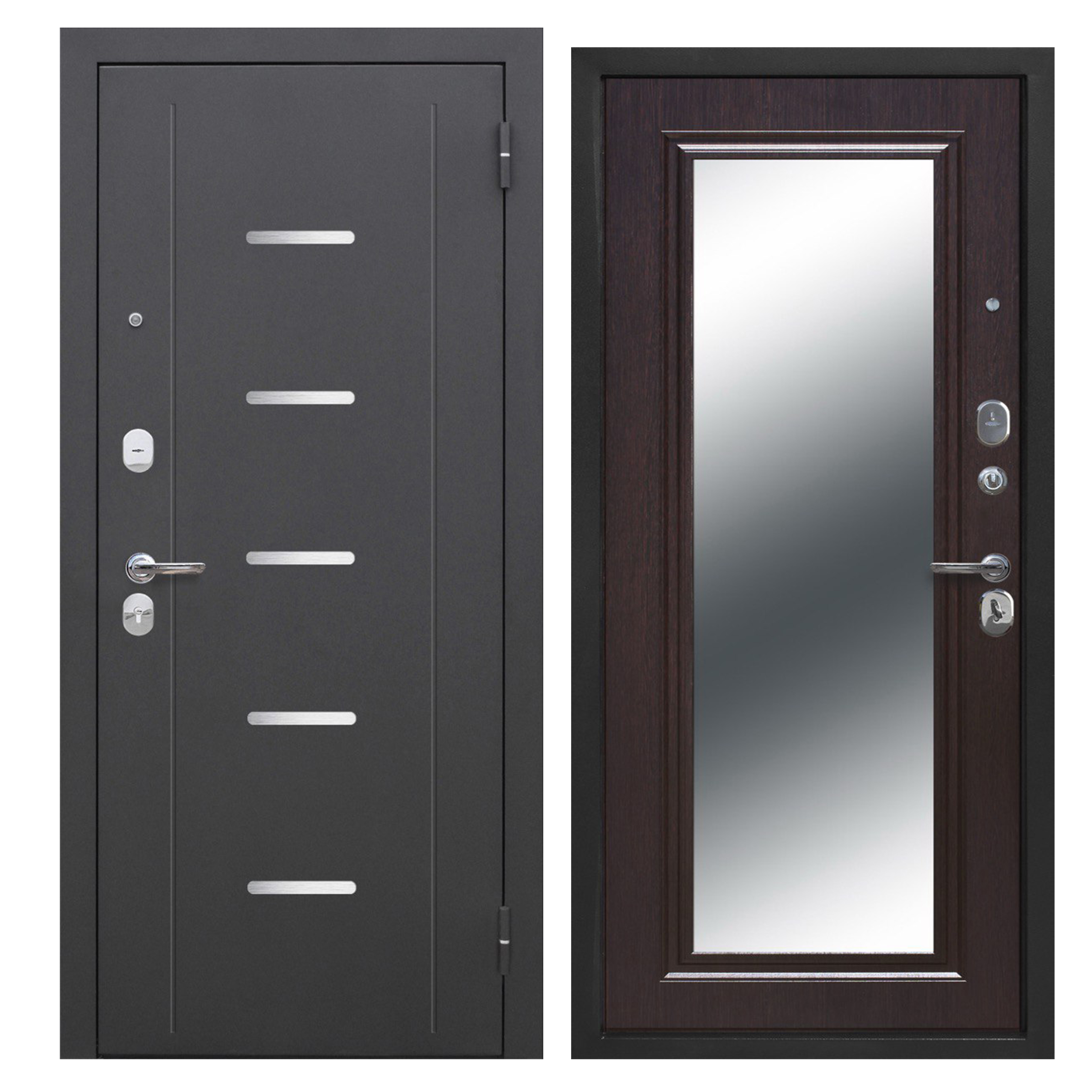 Изображение товара Входная дверь Foreman Ф-7 правый 205x86см цвет серебро/венге с зеркалом