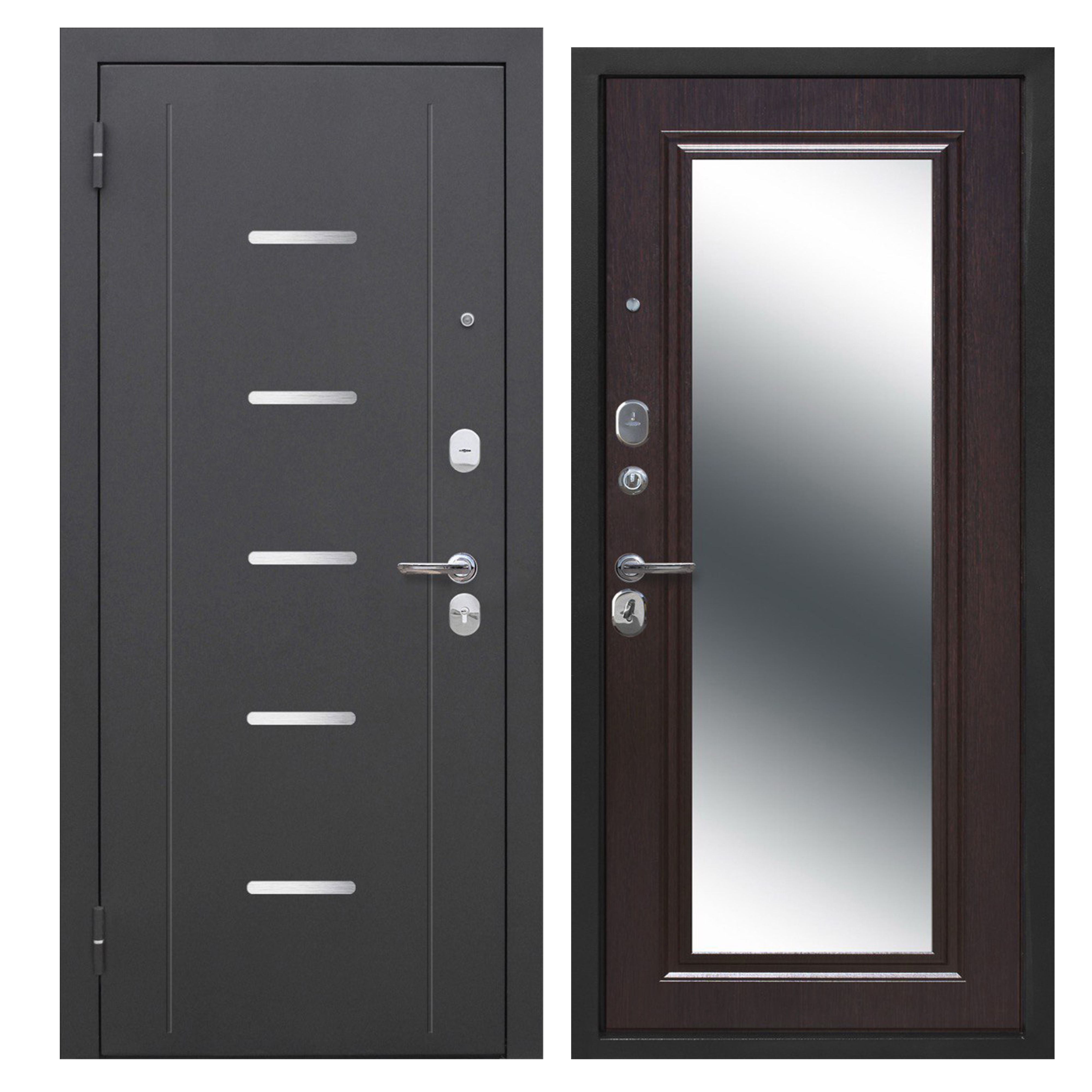 Изображение товара Входная дверь Foreman Ф-7 левый 205x96см цвет серебро/венге с зеркалом