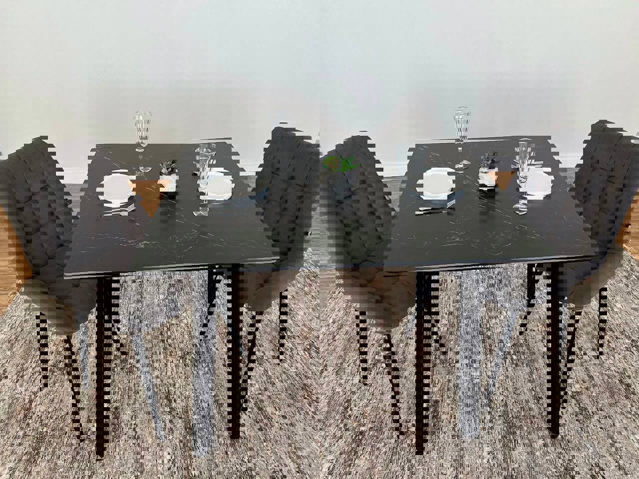 Изображение товара Стол прямоугольный Дсв мебель 100x80 см керамогранит цвет черный