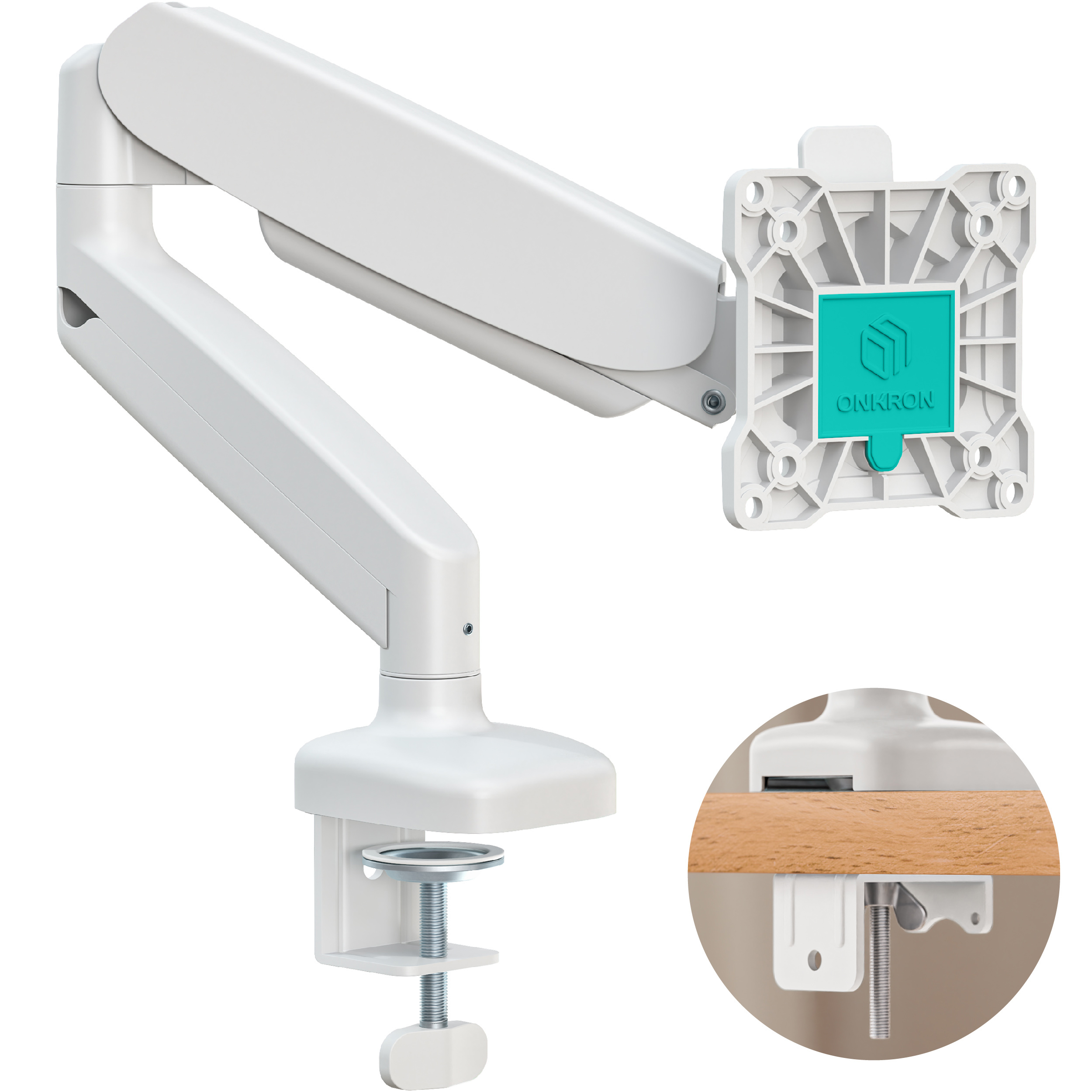 Изображение товара Кронштейн для монитора ONKRON G80, наклонно-поворотный, газлифт 13-32 дюймов белый