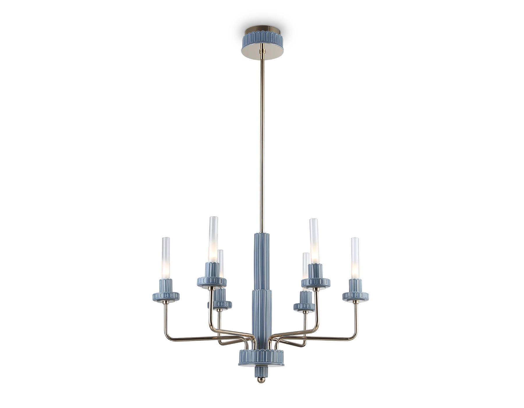 Изображение товара Люстра на штанге светодиодная Ambrella light High light Lh53124* 14 м² желтый свет цвет белый/золотой