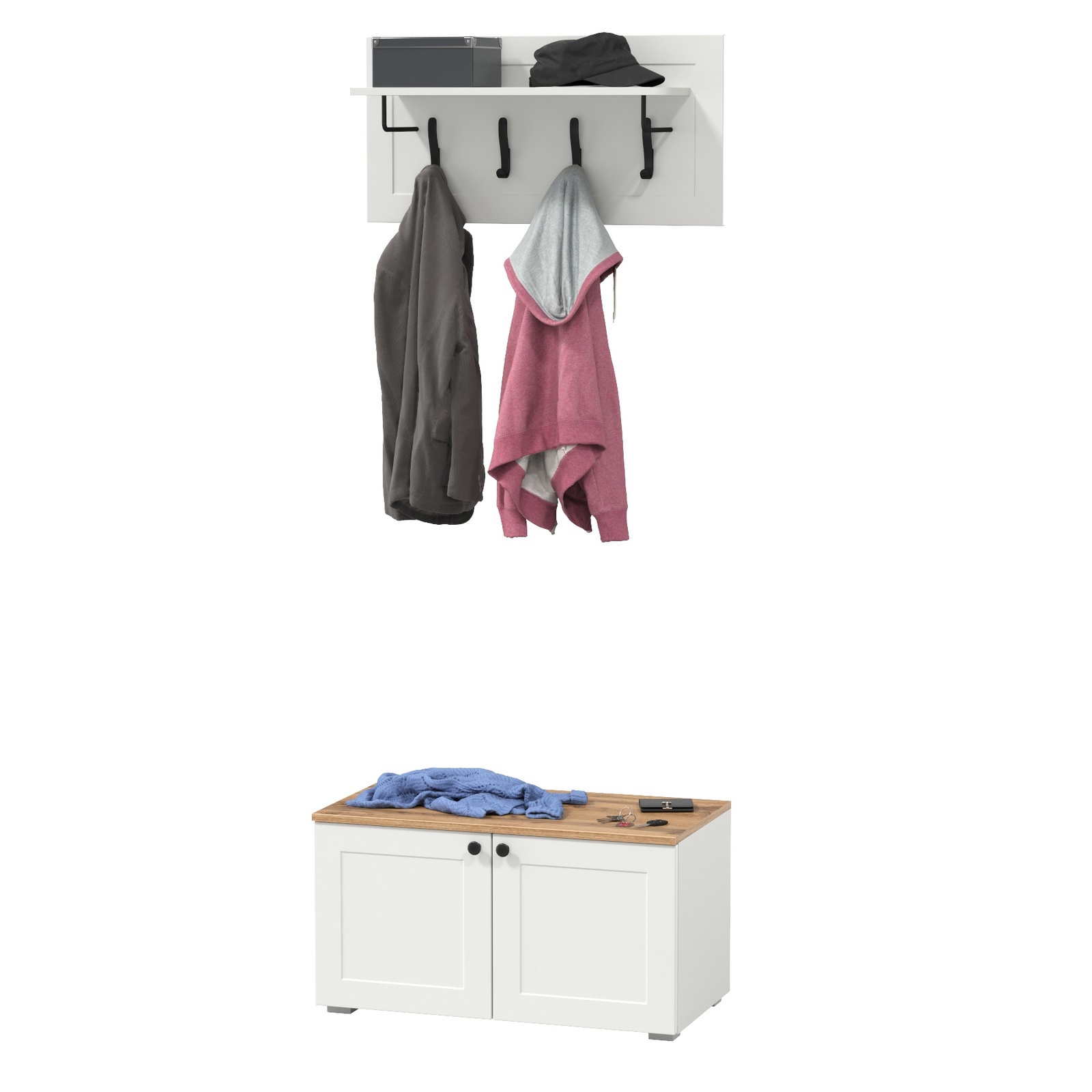 Изображение товара Комплект мебели для прихожей Mobi Остин 13.257 и 15.12 белый