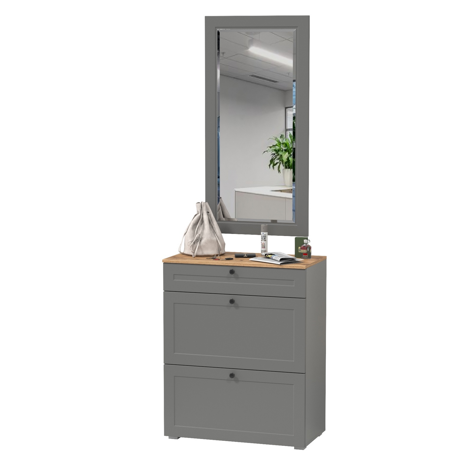 Изображение товара Комплект мебели для прихожей MOBI Остин 16.121+17.03 80x230 см серый графит дуб крафт