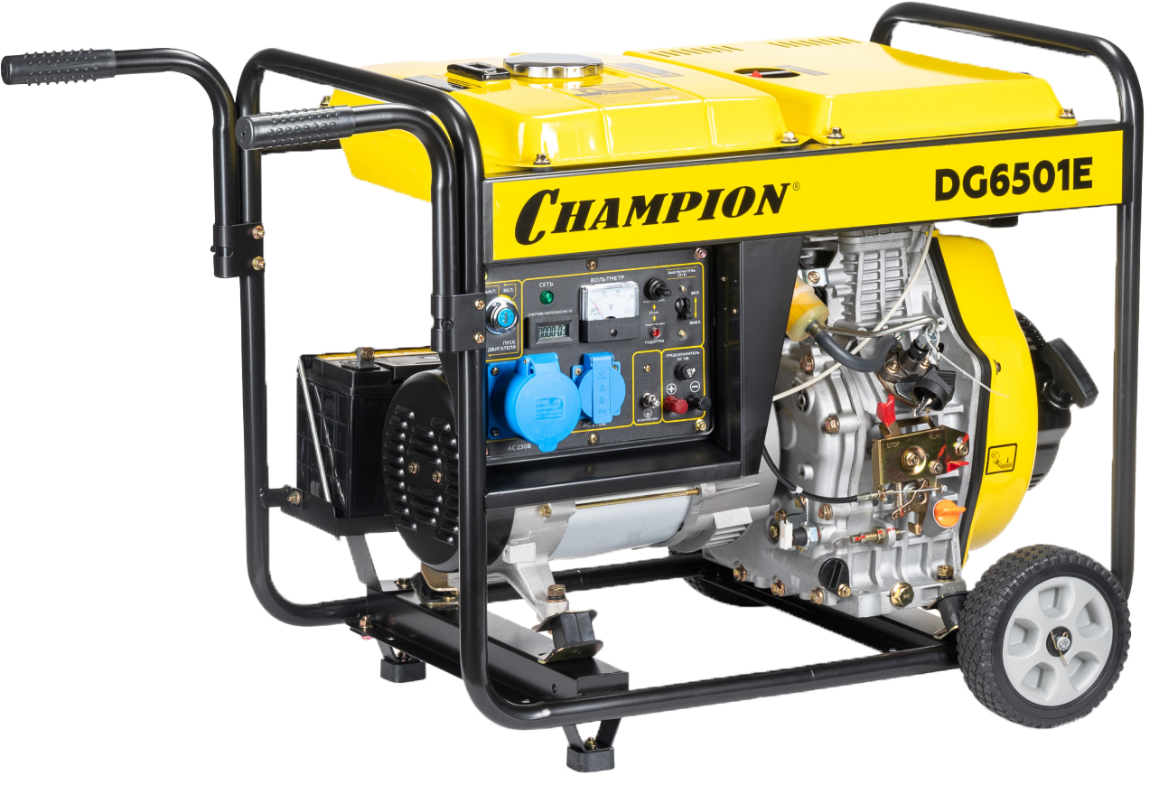 Изображение товара Дизельный генератор Champion DG6501E мощностью 5.5 кВт с электростартом и дисплеем