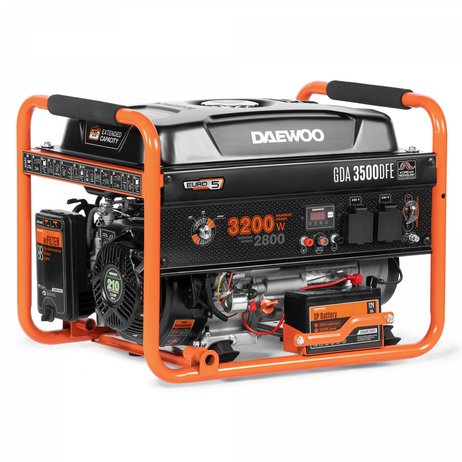 Изображение товара Генератор гибридный газ/бензин Daewoo GDA 3500 DFE 3.2 кВт