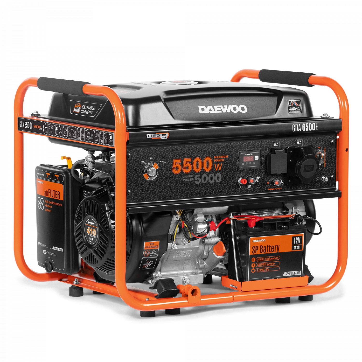 Изображение товара Генератор бензиновый Daewoo GDA 6500E 5.5 кВт для дома и стройки