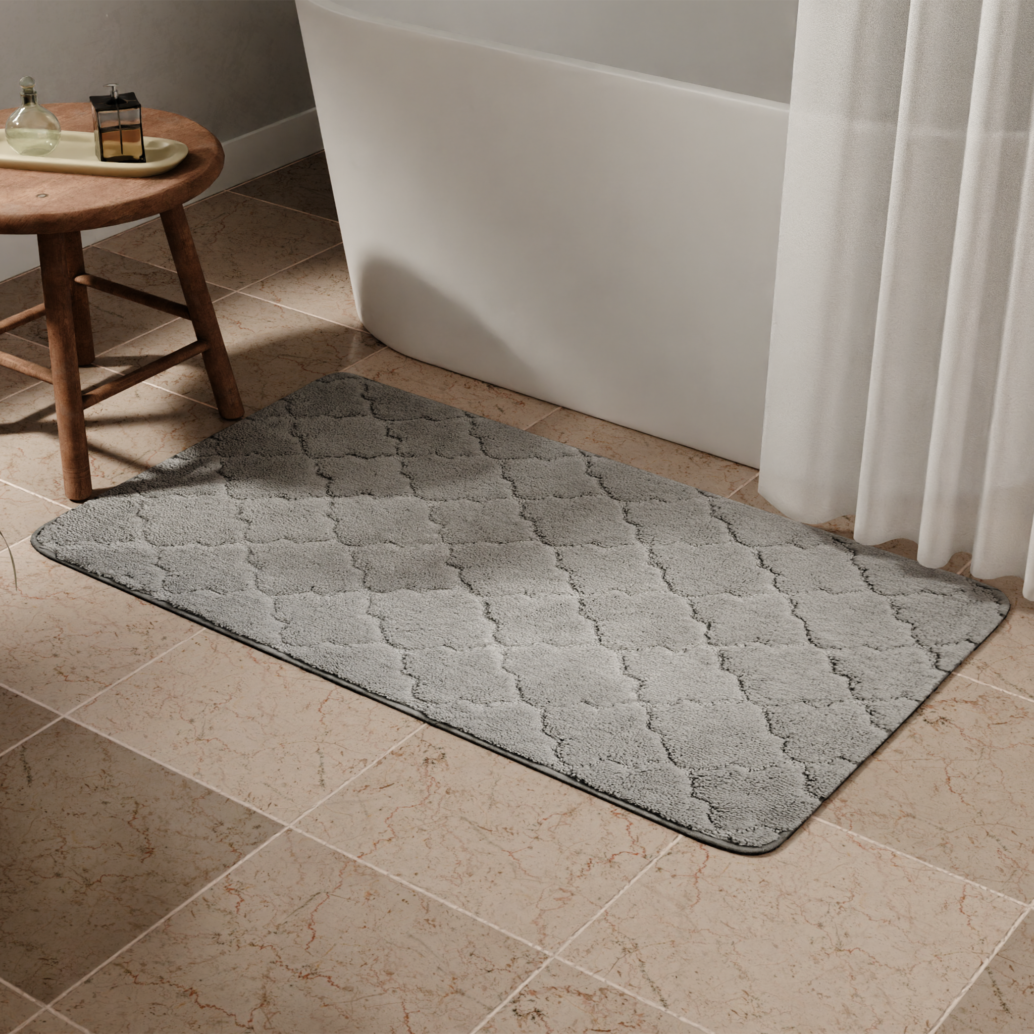 Изображение товара Коврик для ванной Bath Plus Лана 70x120 см серый нескользящий из полиэстера