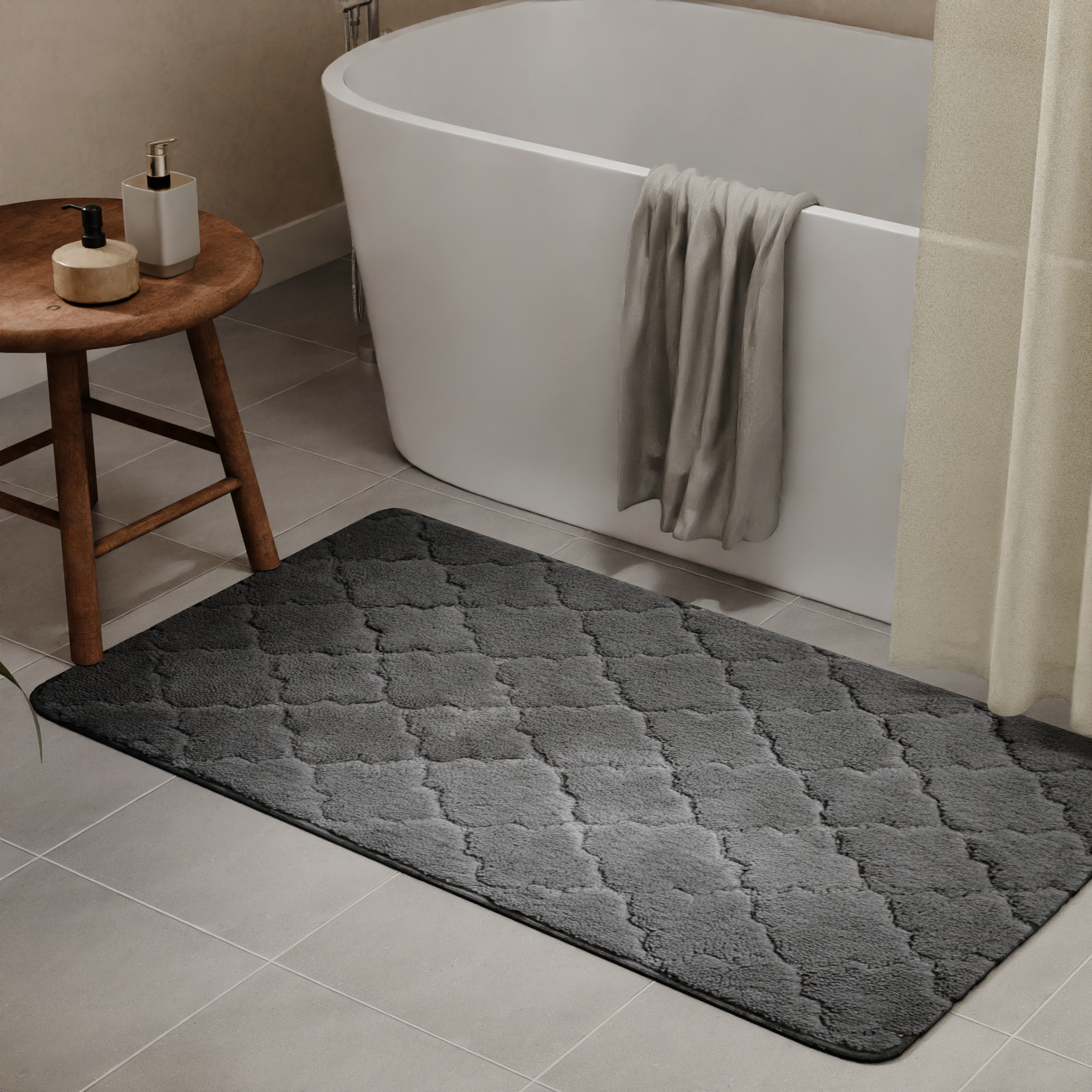 Изображение товара Коврик для ванной Bath Plus Лана 70x120 см графитовый противоскользящий