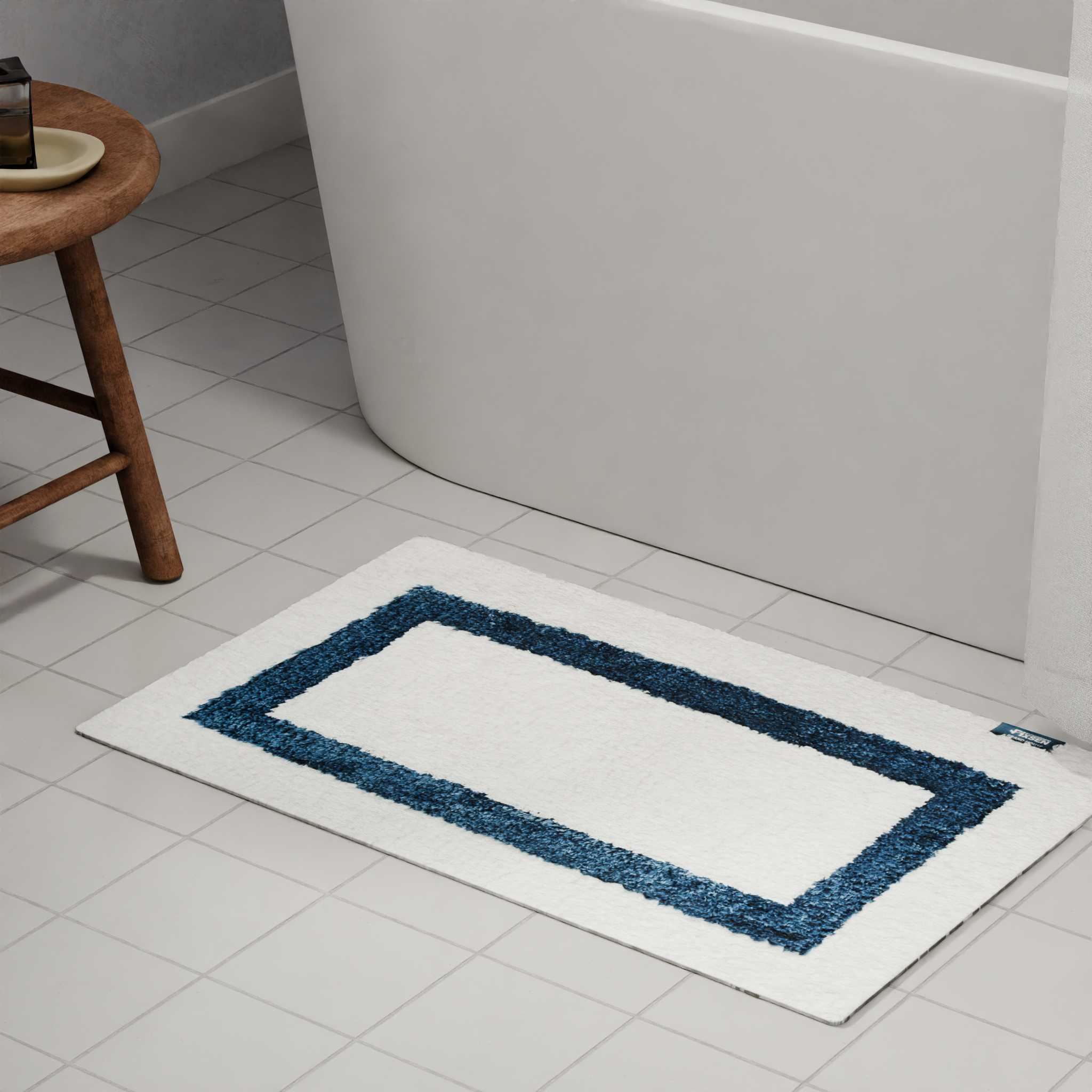Изображение товара Коврик для ванной Fixsen Presto 50x80 см бело-синий противоскользящий