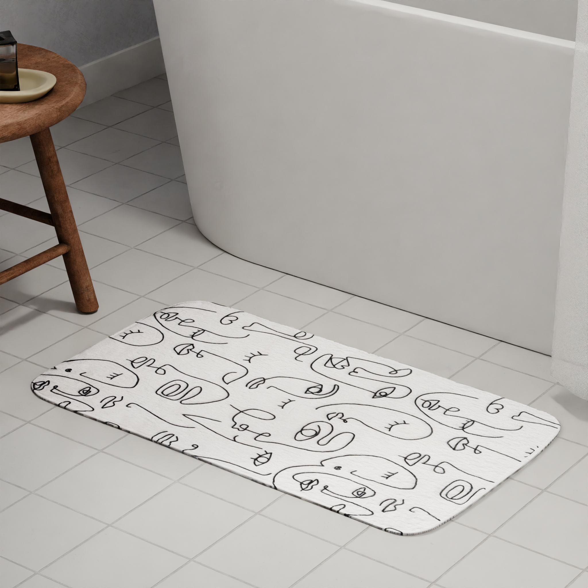 Изображение товара Коврик для ванной Swensa Persons 50x80 см цвет бело-черный