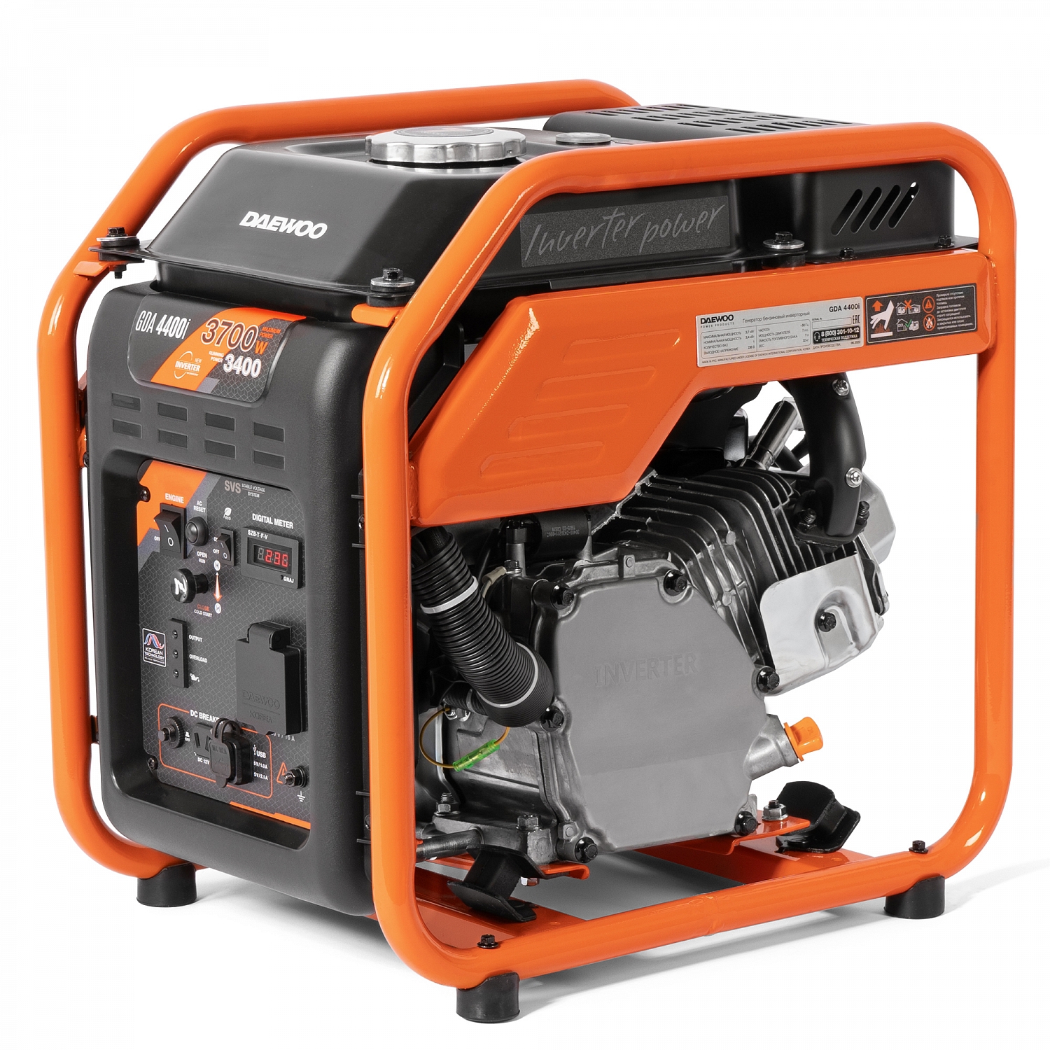 Изображение товара Генератор бензиновый инверторный Daewoo GDA 4400i, мощность 3.7 кВт