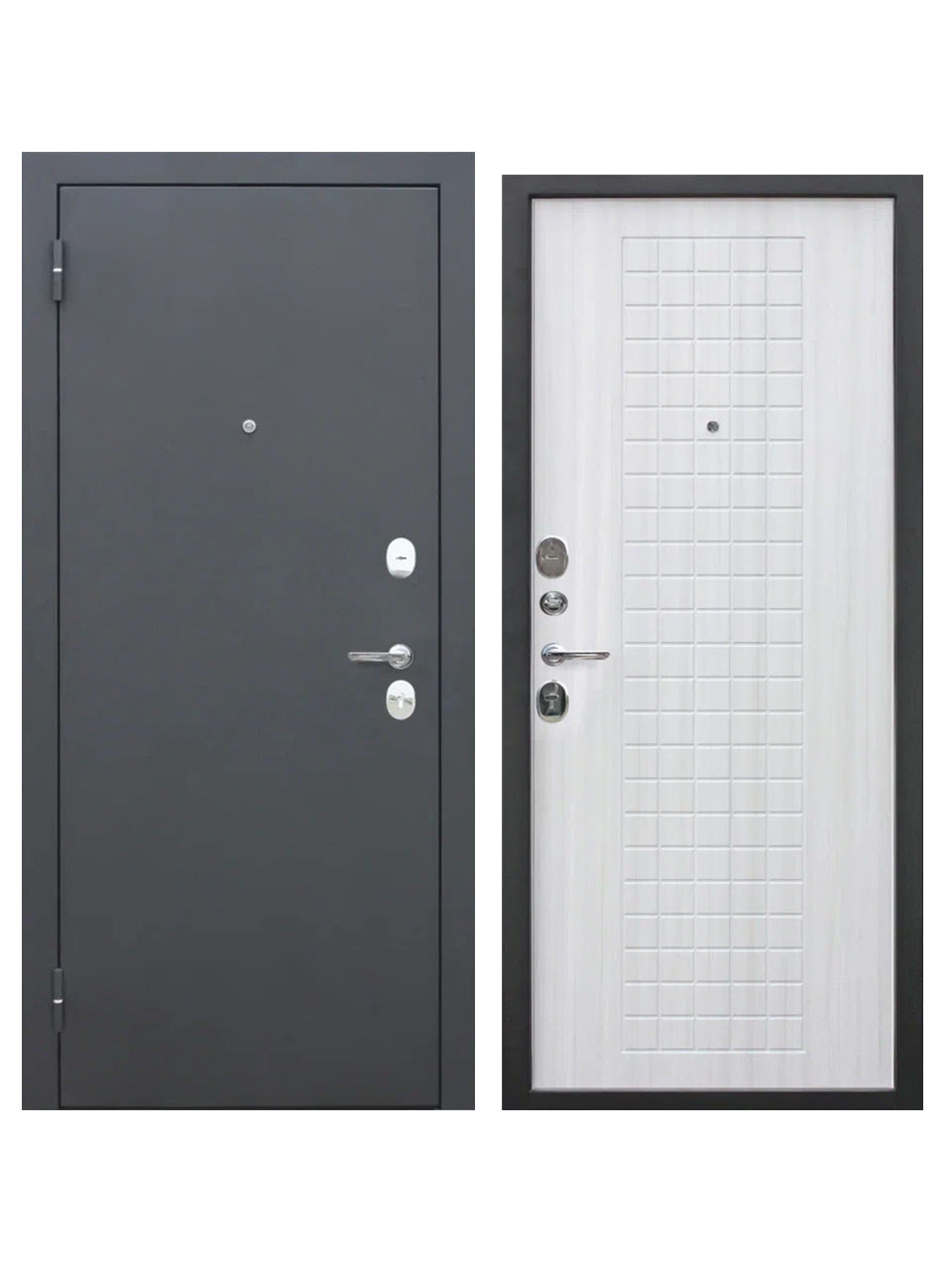 Изображение товара Входная дверь SUPERLOCK SL-3, 205x86 см, черный муар/белый ясень