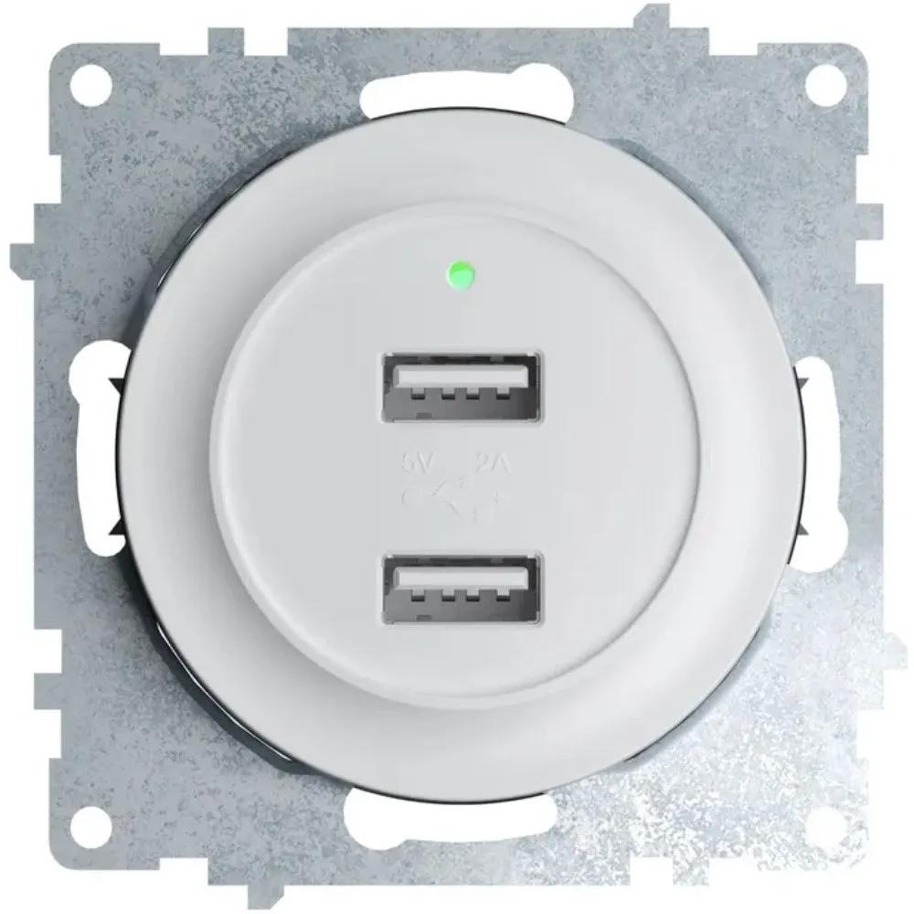 Изображение товара Розетка USB встраиваемая Onekeyelectro Florence 2260089 с заземлением цвет белый