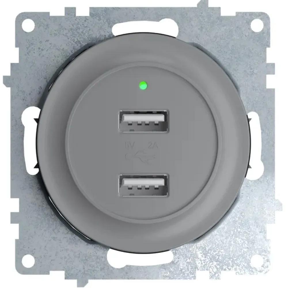 Изображение товара Розетка USB встраиваемая Onekeyelectro Florence 2260091 с заземлением цвет серый
