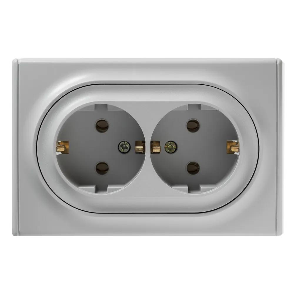 Изображение товара Розетка встраиваемая Onekeyelectro Florence 2172836 с заземлением цвет серый