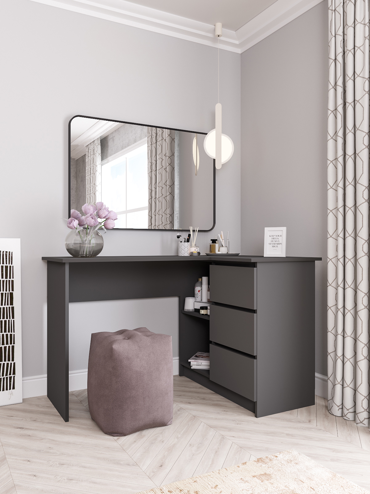 Изображение товара Угловой письменный стол ДСВ Мебель Мори 45851 графит 121.4x77 см