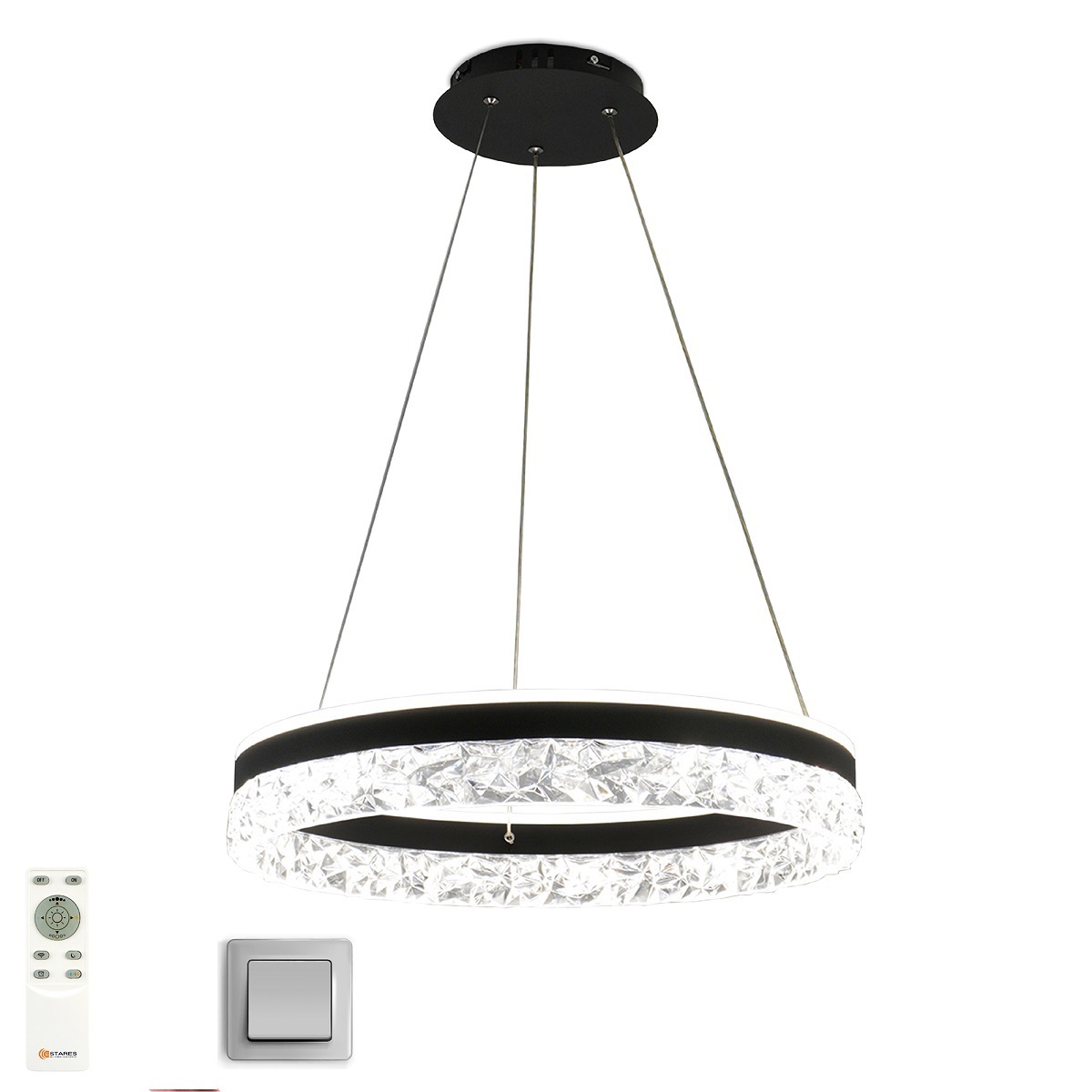 Изображение товара Подвесная кольцевая люстра STELLA ice black 80W с пультом и регулировкой цвета