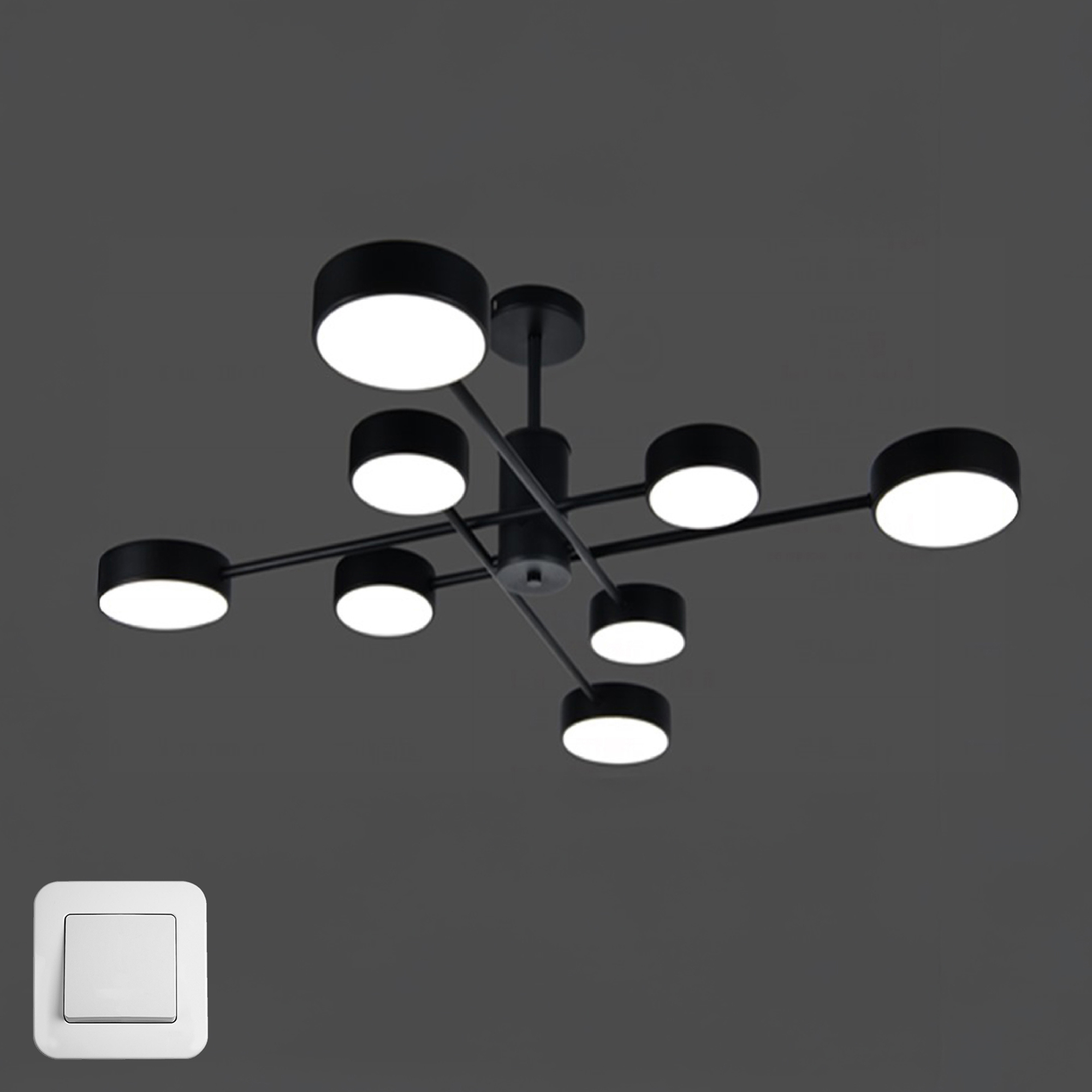 Изображение товара Потолочная светодиодная люстра MATEO 100W 8 плафонов современный дизайн