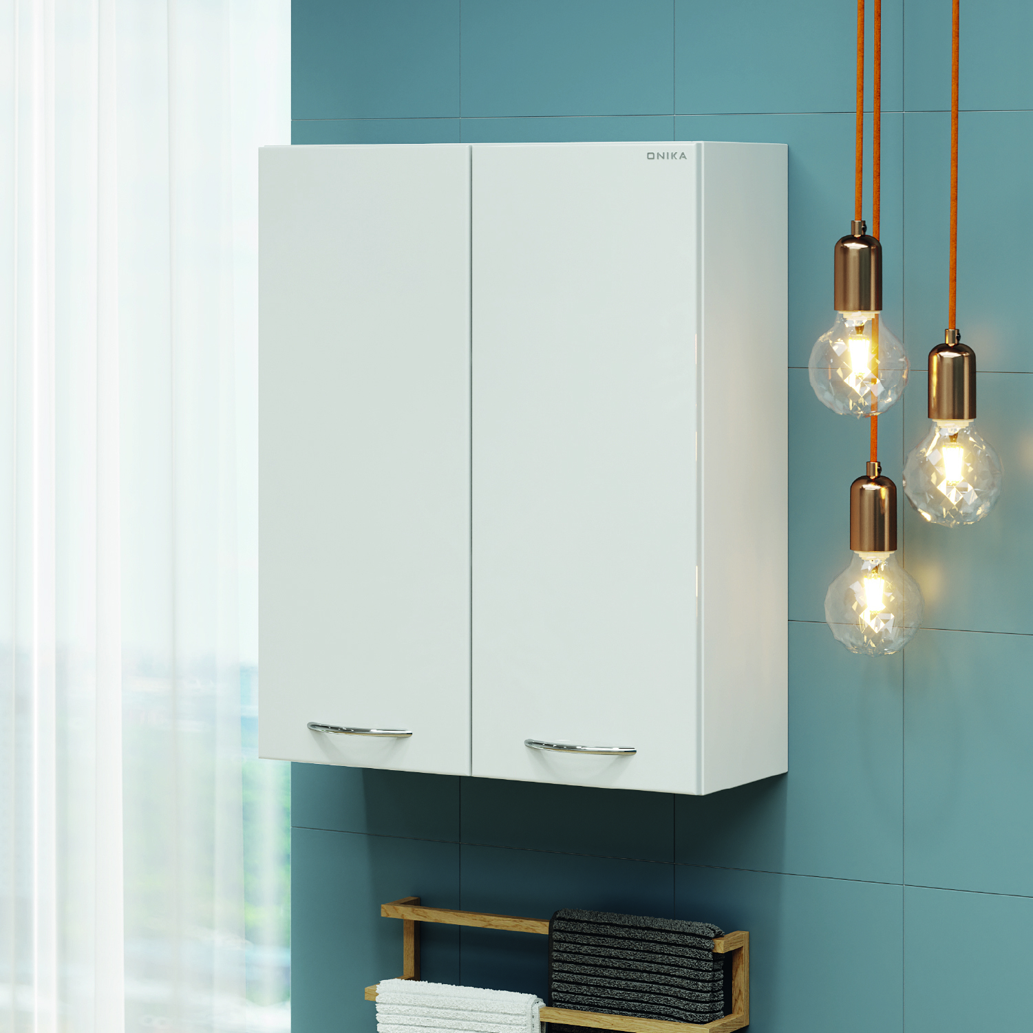 Изображение товара Навесной шкаф для ванной комнаты ONIKA Кредо 40x74.6 см белый влагостойкий