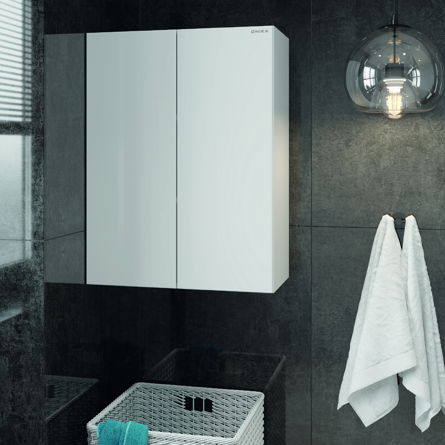 Изображение товара Навесной шкаф для ванной комнаты Onika Маркус 60x80 см белый надежный и стильный