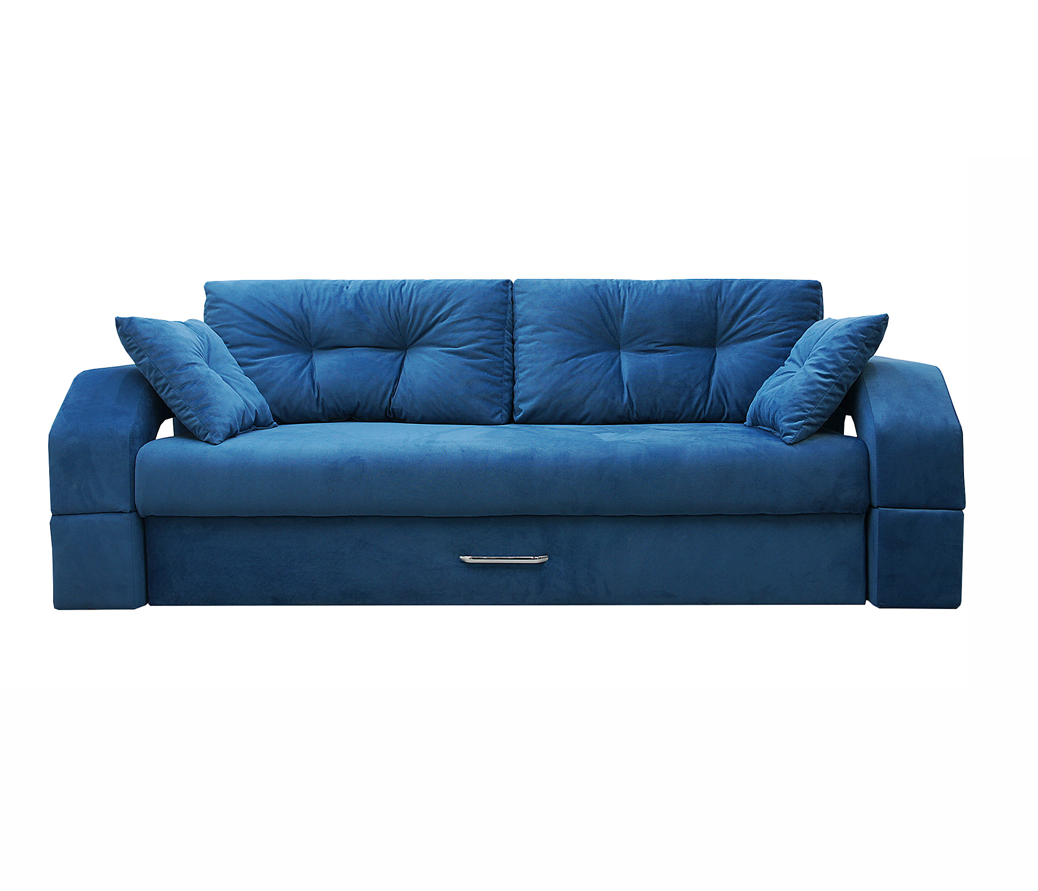 Изображение товара Диван раскладной Meblines Манчестер с подсветкой велюр синий, современный дизайн