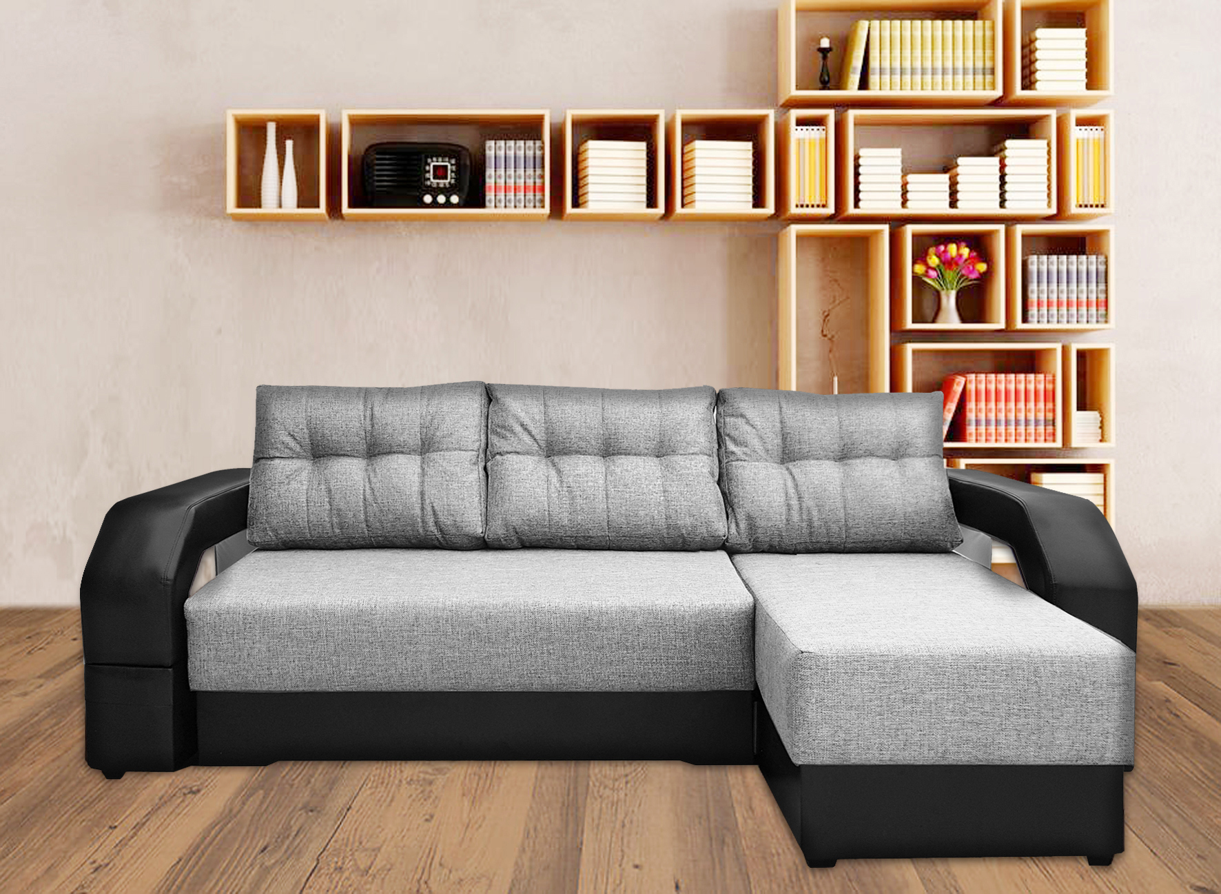 Изображение товара Диван раскладной Meblines Манчестер угловой с подсветкой 250x85x167 см рогожка