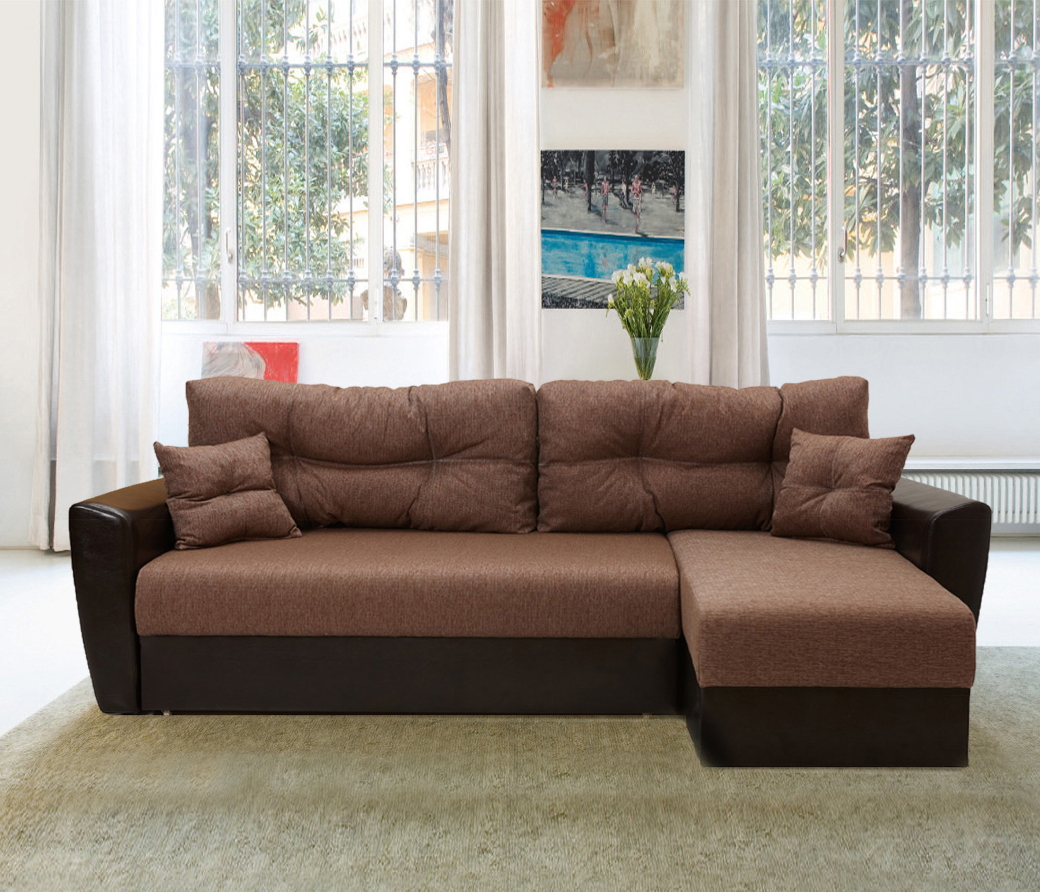 Изображение товара Диван раскладной Meblines Амстердам 245x87x167 см угловой с ящиком