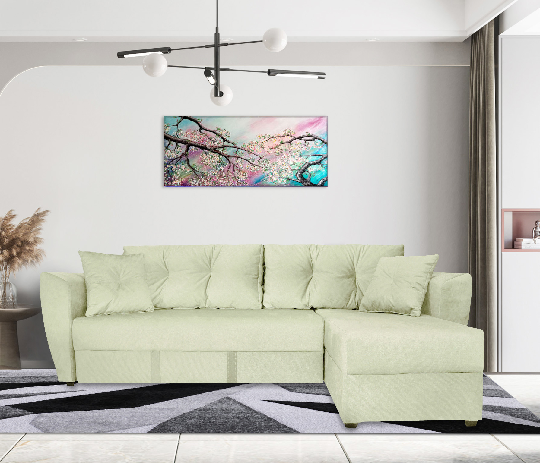 Изображение товара Диван раскладной Меблайнс Амстердам 245x87x167 см велюр бежевый