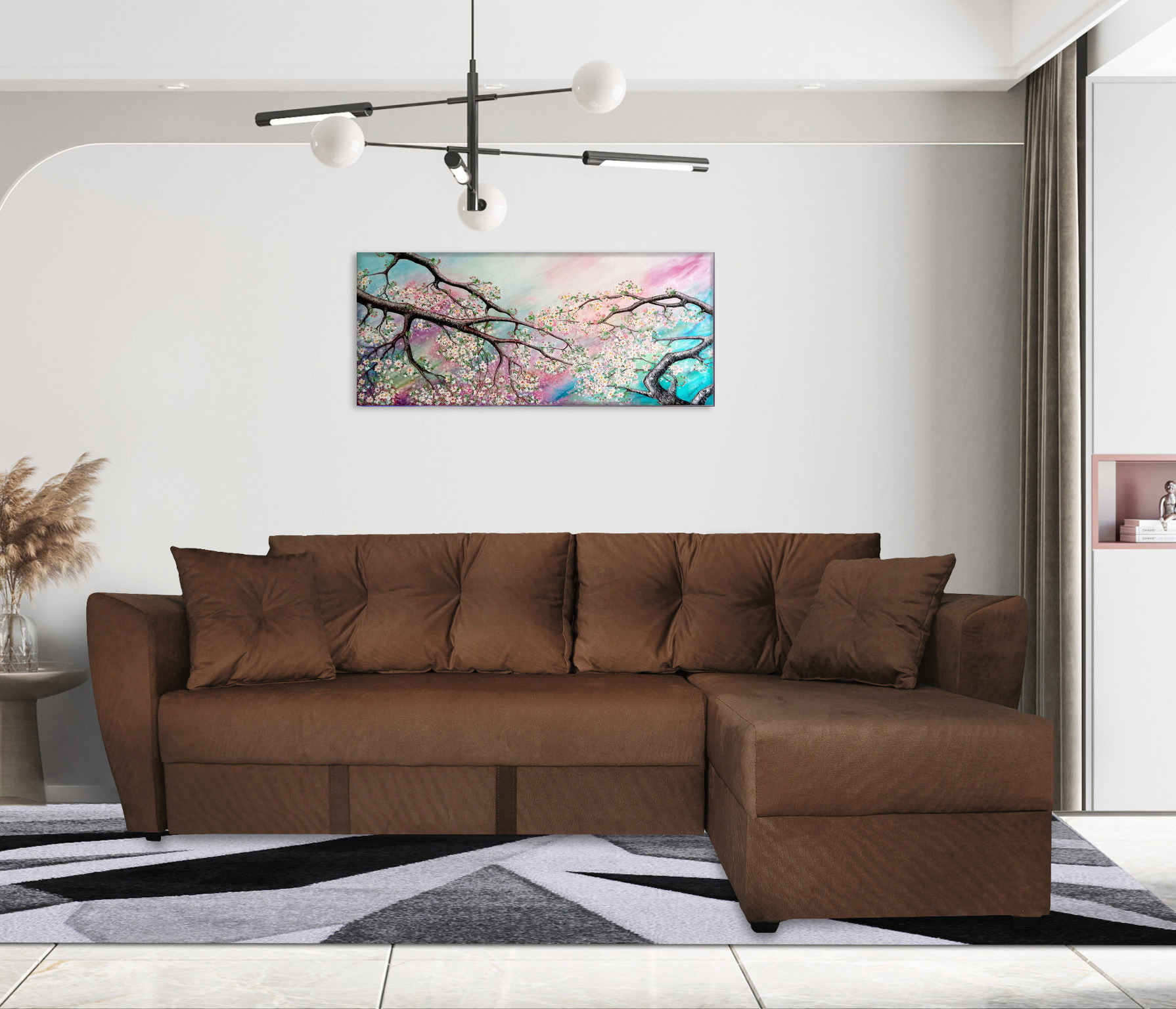 Изображение товара Диван раскладной Meblines Амстердам 245x87x167 см велюр коричневый