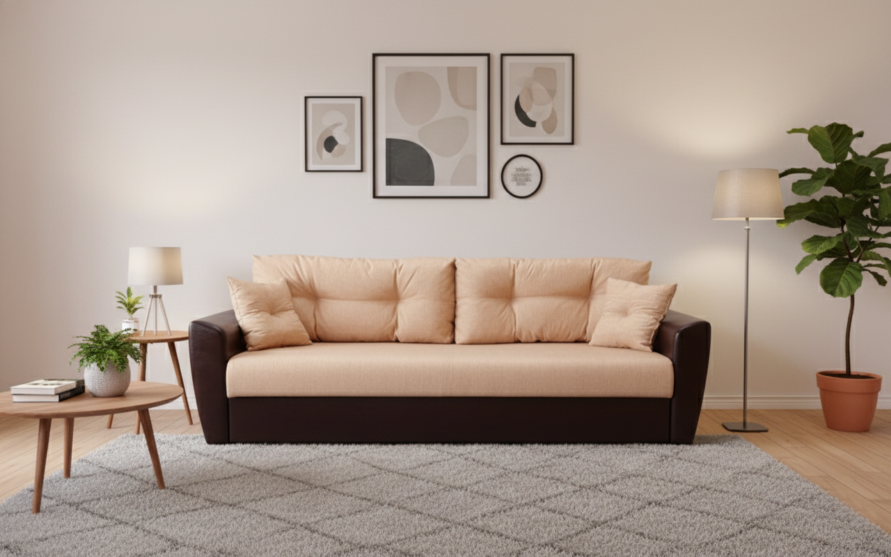 Изображение товара Диван раскладной Meblines Амстердам 235x100x120 см Бежевый для дома и квартиры