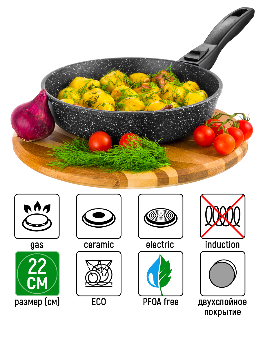 Изображение товара Сковорода 22 см из электроалюминия с антипригарным покрытием Elan gallery