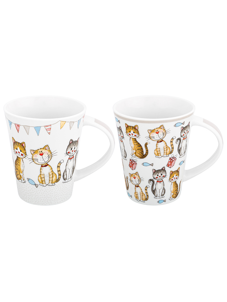 Изображение товара Набор кружек Elan gallery фарфор 2 шт цвет разноцветный 350 мл с изображениями кошек